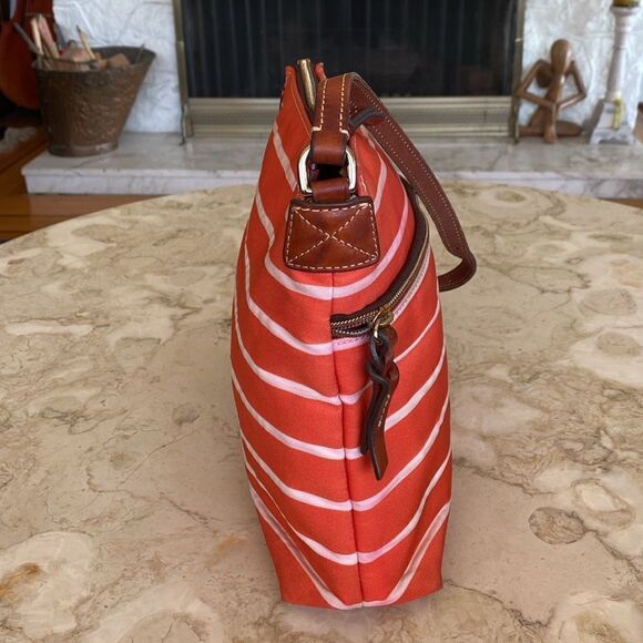 Dooney & Bourke Leather & Striped Canvas Shoulder Bag - Picture 6 of 16